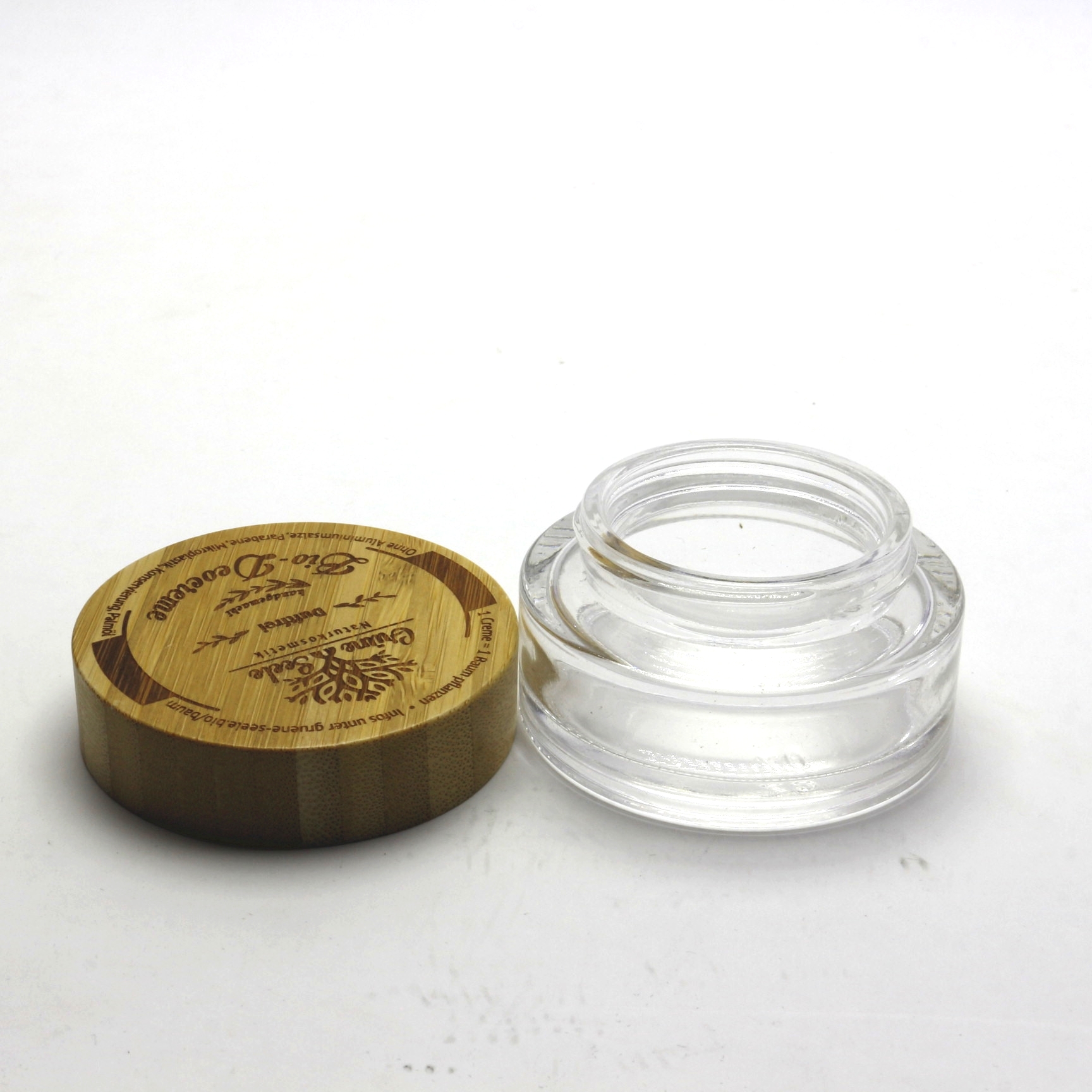 Eco friendly cosmetic clear Cream Jar with bamboo lid BJ-198R