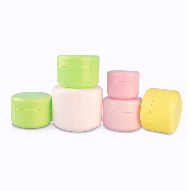 Eco friendly cosmetic container 5g 10g 15g 20g 30g 50g 100g 150g 200g 250g white pink green yellow PP plastic face cream jar