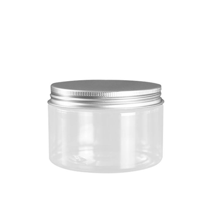 Eco friendly cosmetic containers 300ml 500ml 8 oz plastic cosmetic body cream jars with aluminum lid