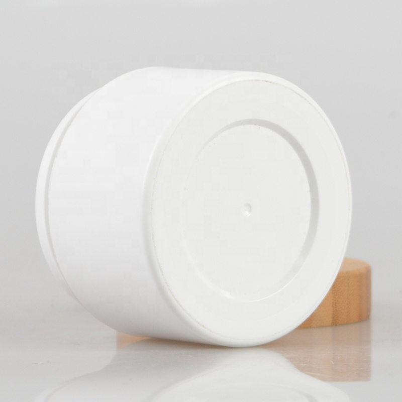 Eco friendly cosmetic containers 5g 15g 30g 50g 100g white plastic Cream Jar with bamboo lid
