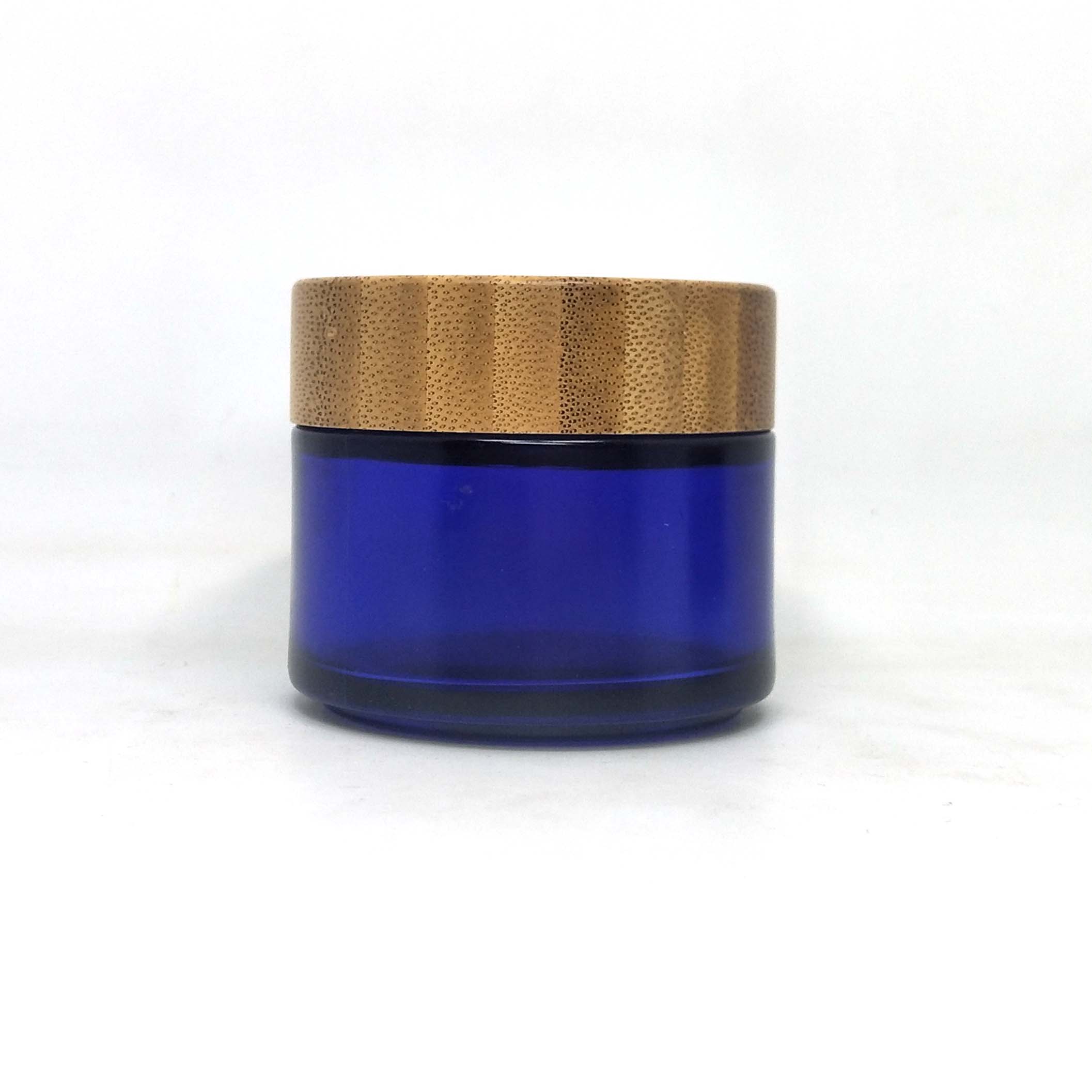 Eco-friendly cosmetic packaging glass bamboo fibre jar with bamboo lid for body scrub