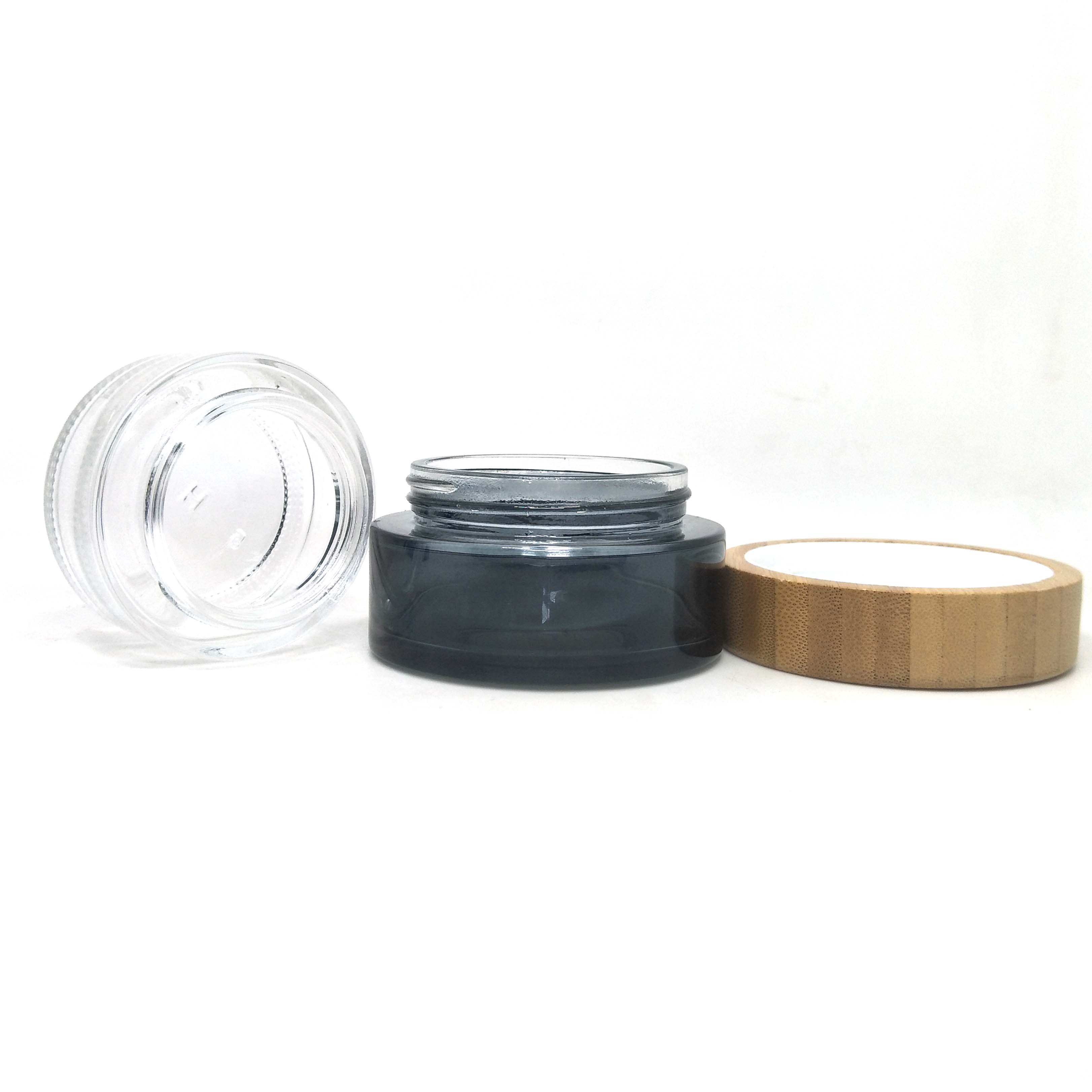 Eco-friendly cosmetic packaging glass bamboo fibre jar with bamboo lid for body scrub