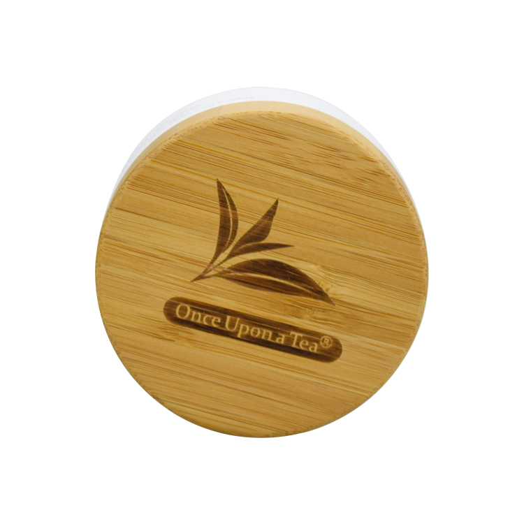 Eco-friendly cosmetic packaging jar cosmetic cream usage 100g white glass jar with bamboo lid