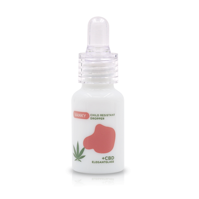 Eco friendly custom color and design 30 ml 15ml 50ml glass CBD oil bottle with CR dropper