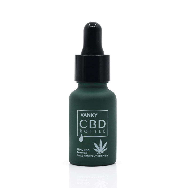 Eco friendly custom color and design 30 ml 15ml 50ml glass CBD oil bottle with CR dropper