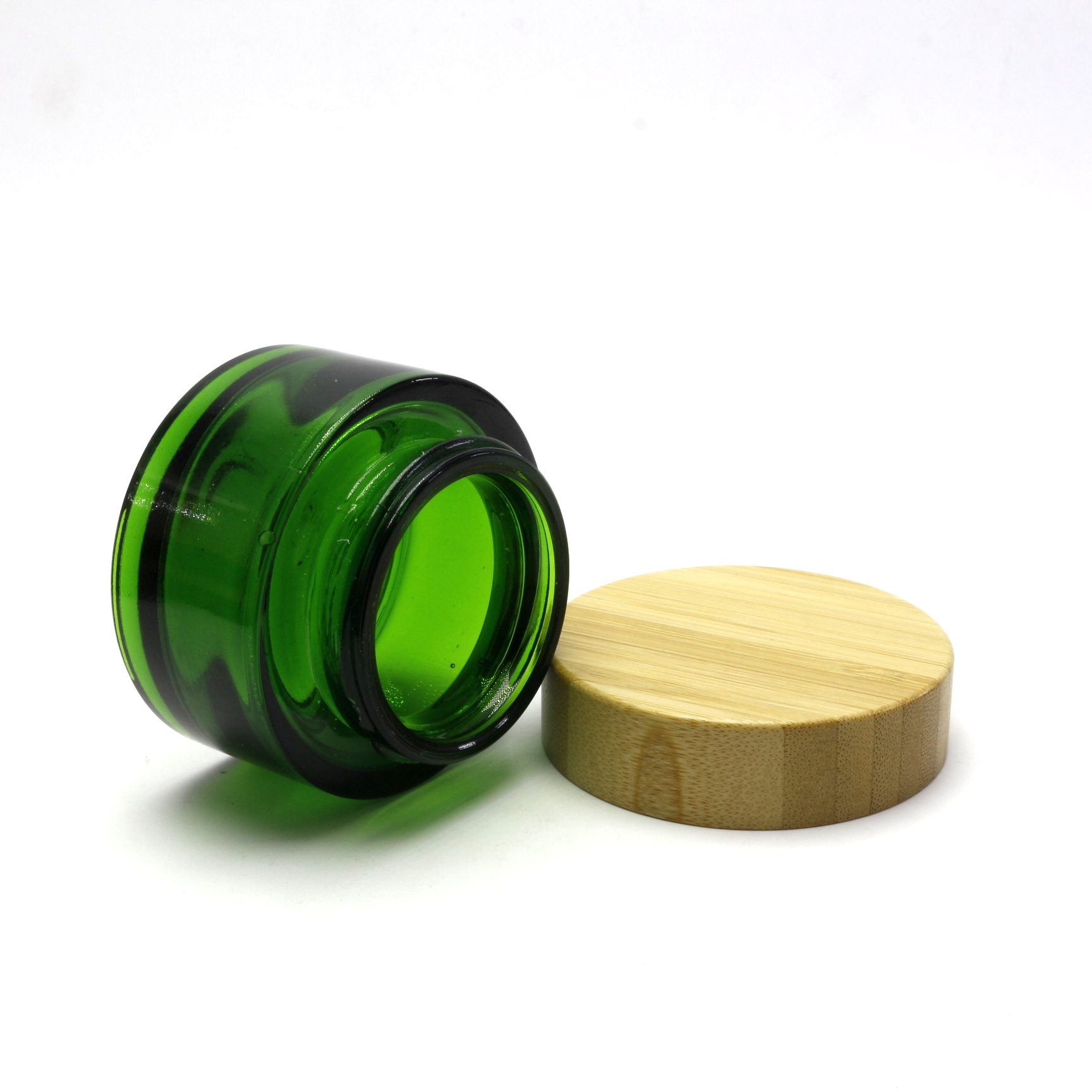Eco friendly custom logo 5g 15g 30g 50g 100g clear green jar with bamboo lid BP-347K