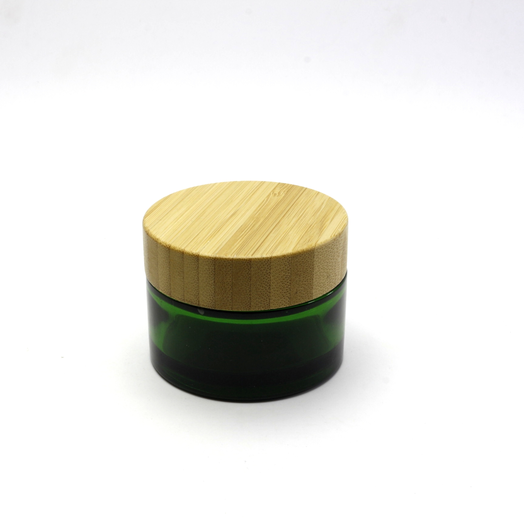 Eco friendly custom logo 5g 15g 30g 50g 100g clear green jar with bamboo lid BP-347K