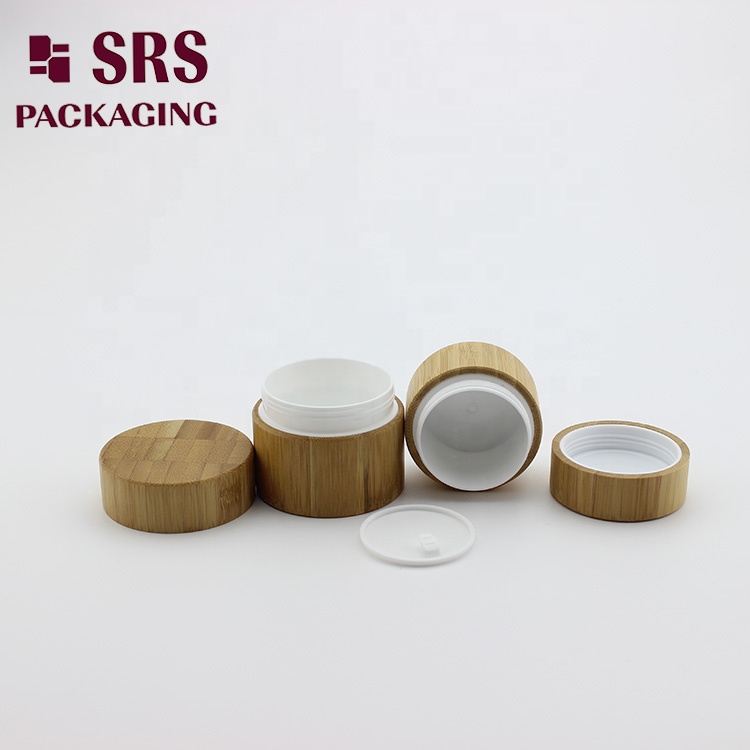 Eco-friendly custom made cosmetic packaging 15g 20g bamboo cream jar wood