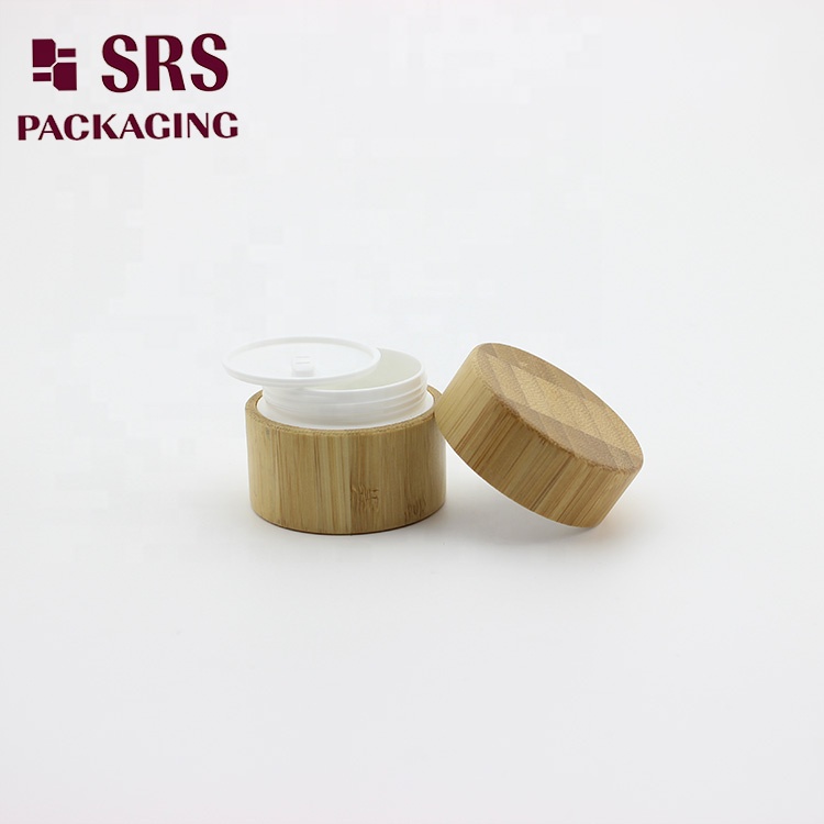 Eco-friendly custom made cosmetic packaging 15g 20g bamboo cream jar wood