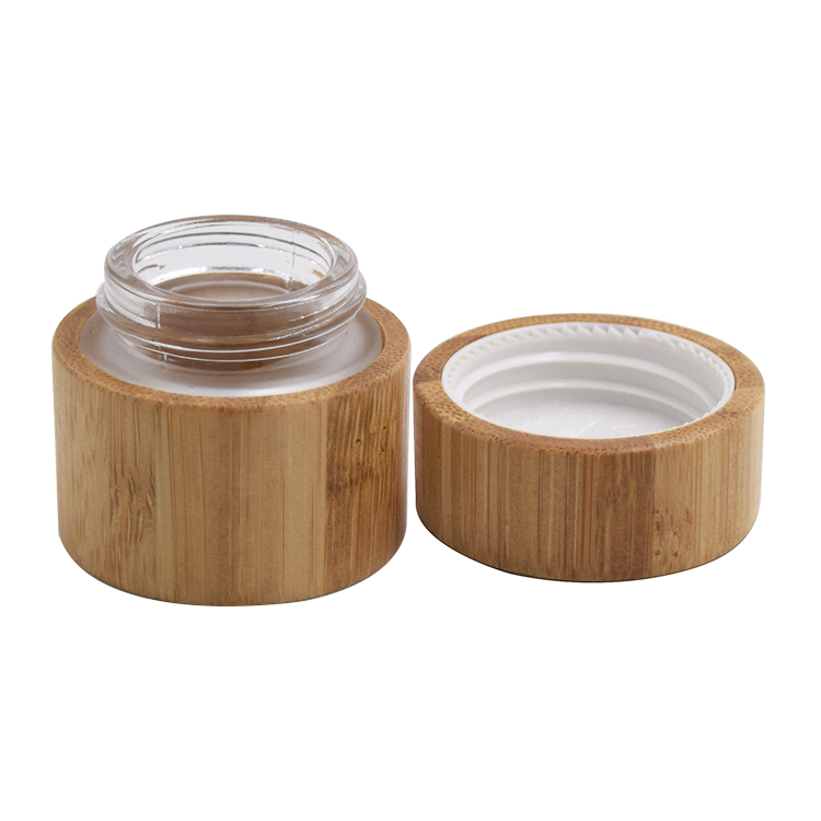 Eco-friendly customized 5g 15g 30g 50g 100g glass cream jar with nature bamboo lid