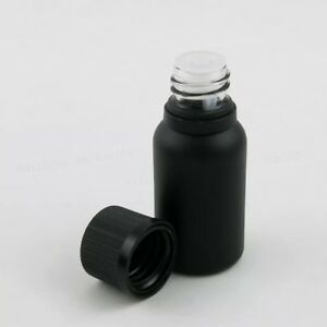 Eco friendly food grade 10Ml 15Ml 30Ml 50ml 100ml round cosmetic skincare matte black glass essential oil bottle with dropper