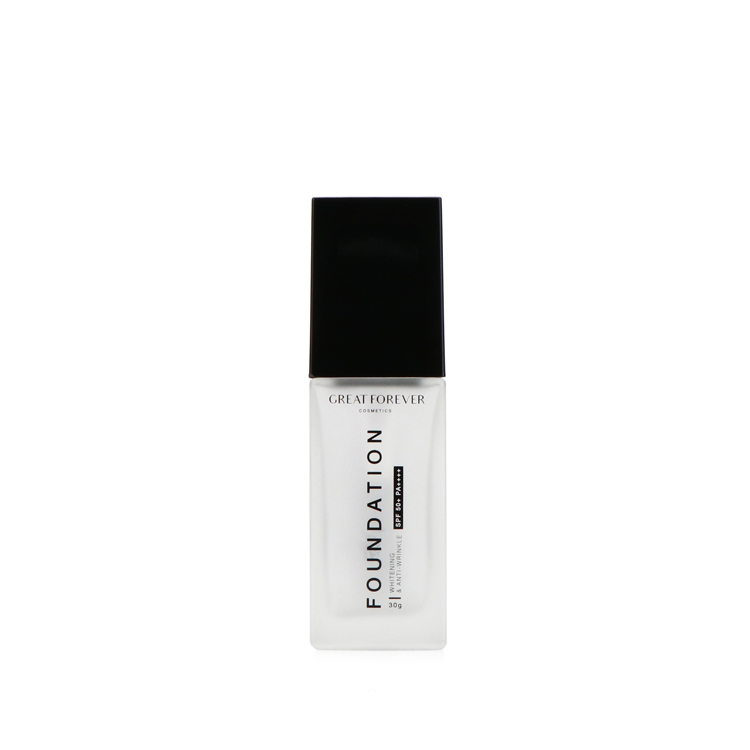 Eco friendly foundation bottle glass matte 30ml 40ml custom empty square lotion bottle with black pump