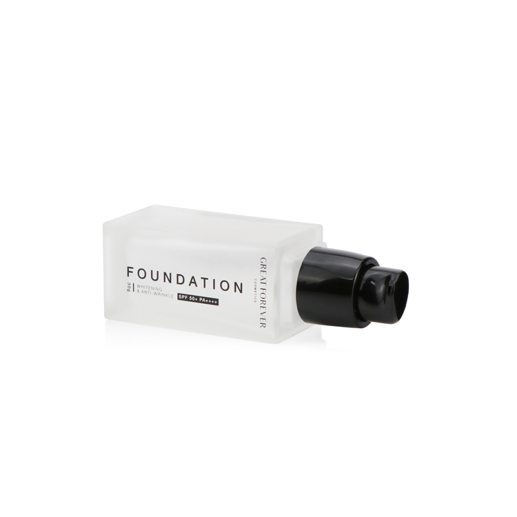 Eco friendly foundation bottle glass matte 30ml 40ml custom empty square lotion bottle with black pump