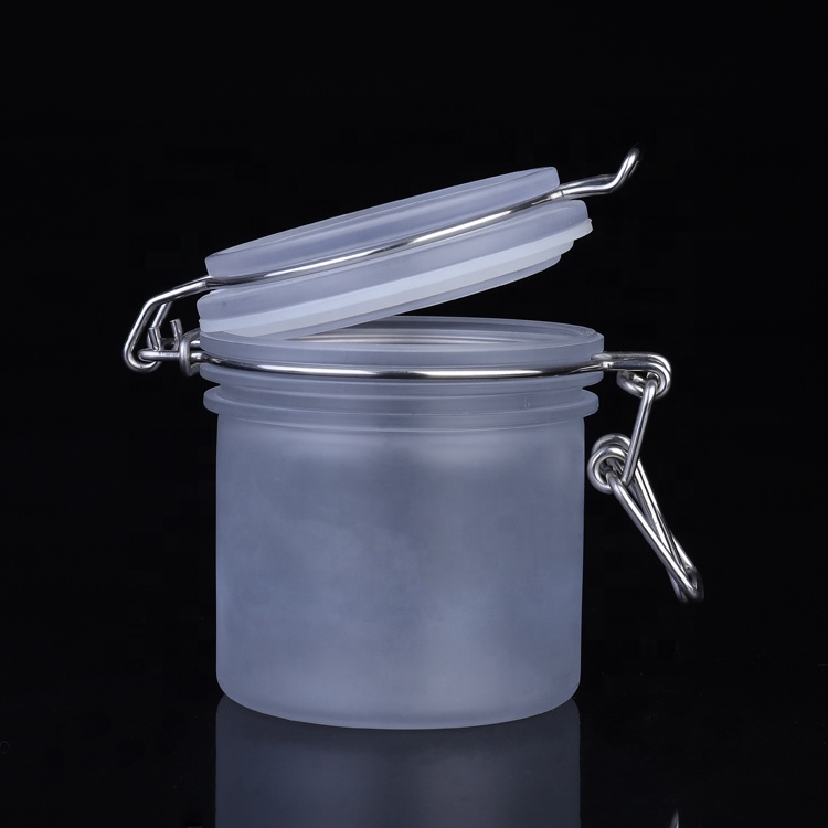 Eco friendly frosted plastic jar 200ml kilner wire bale jar