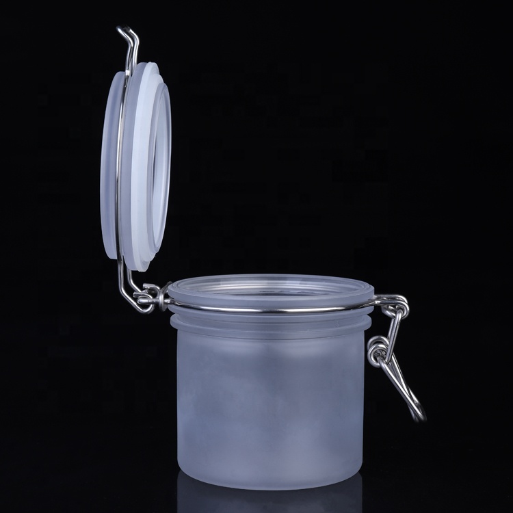 Eco friendly frosted plastic jar 200ml kilner wire bale jar