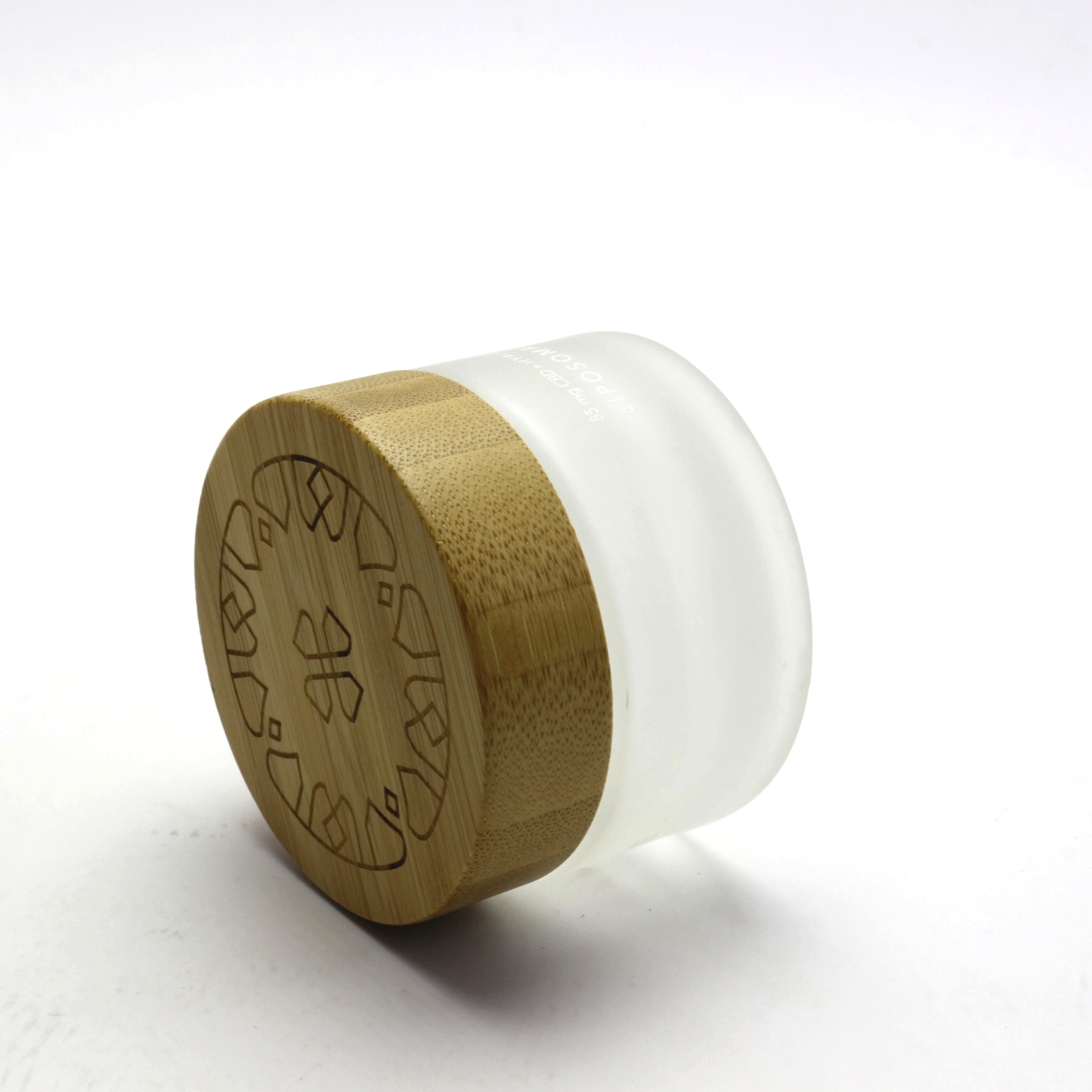 Eco friendly frosted transparent Refillable Glass Face Cream jar with bamboo lid BJ-178R