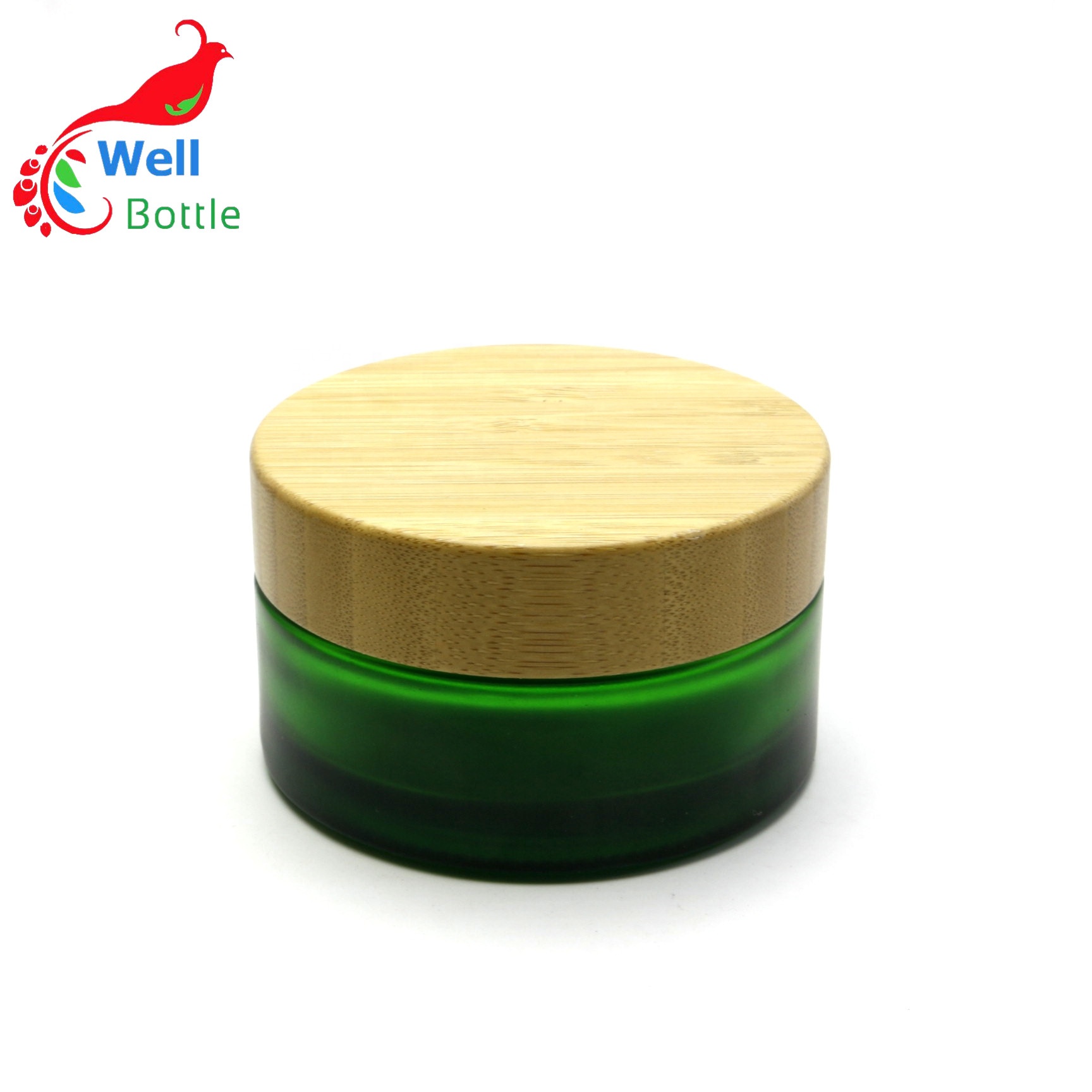 Eco-friendly glass cream jars with bamboo lid BJ-154R