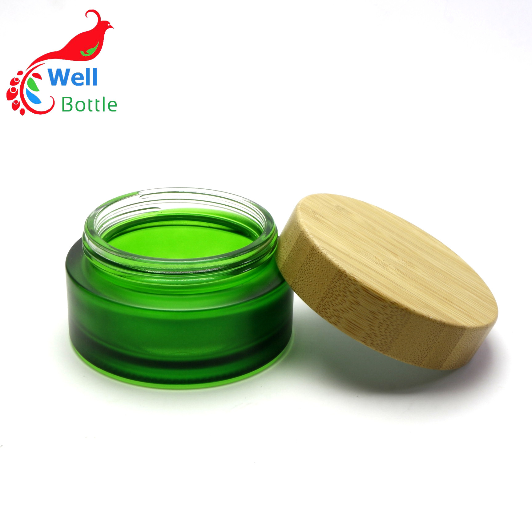 Eco-friendly glass cream jars with bamboo lid BJ-154R