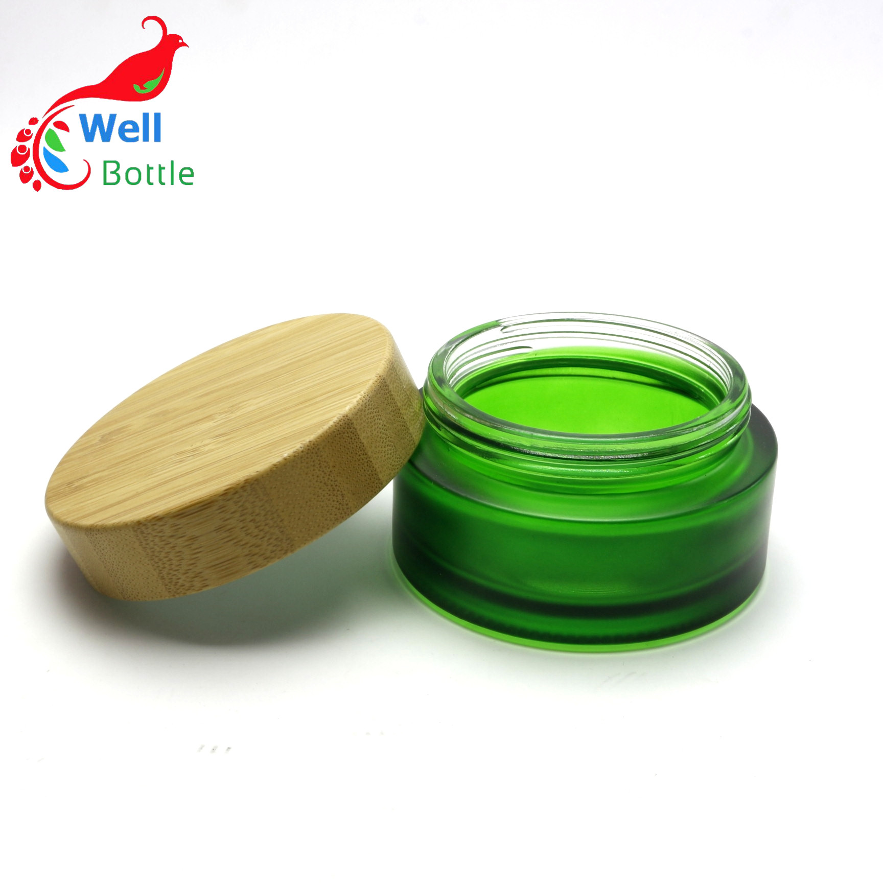 Eco-friendly glass cream jars with bamboo lid BJ-154R
