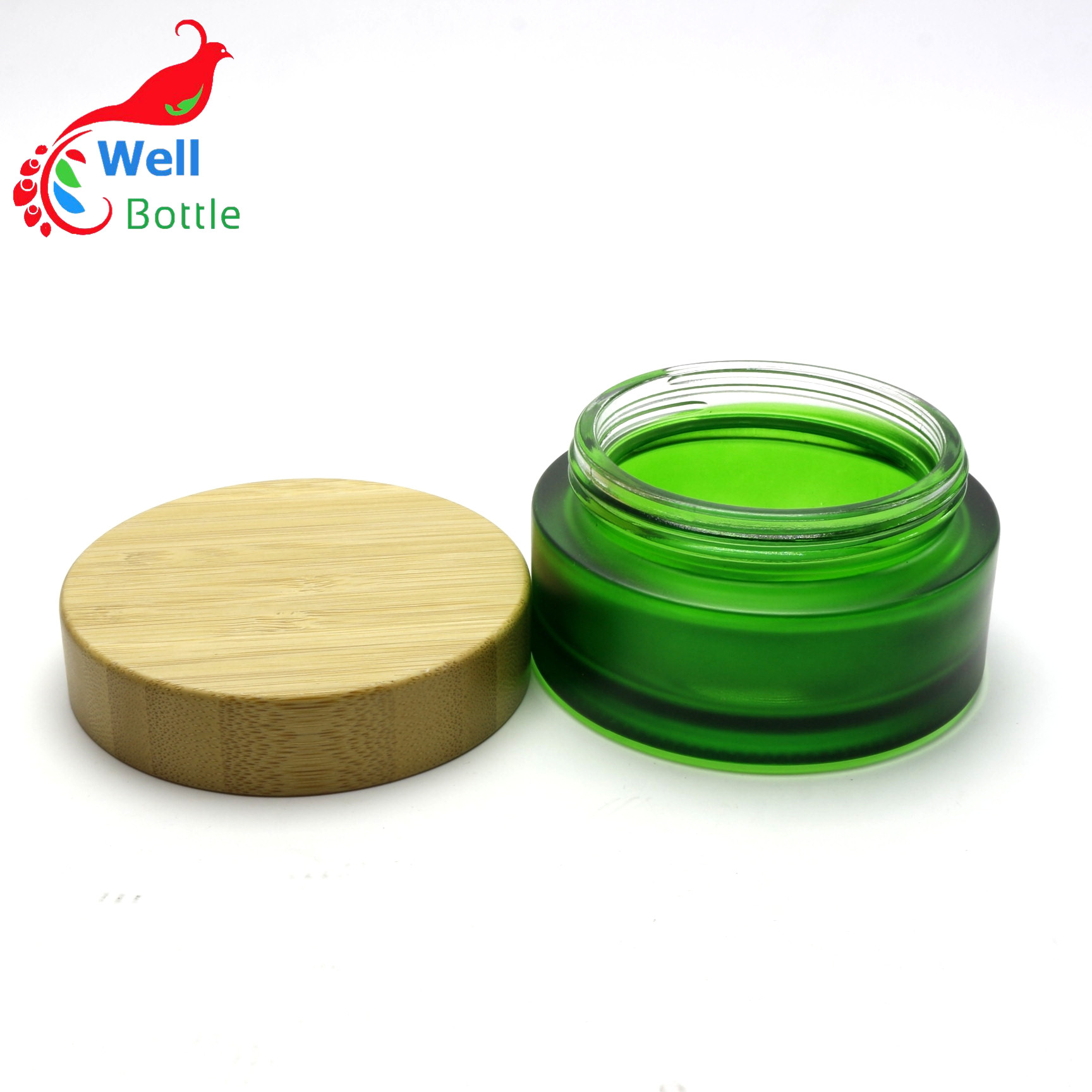 Eco-friendly glass cream jars with bamboo lid BJ-154R