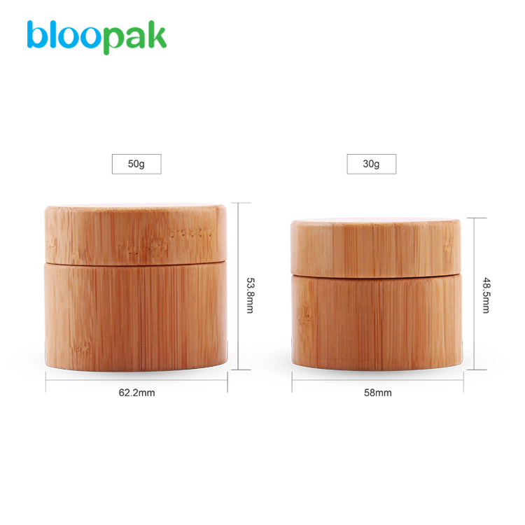 Eco friendly glass inner bamboo jar container cream jar cosmetic