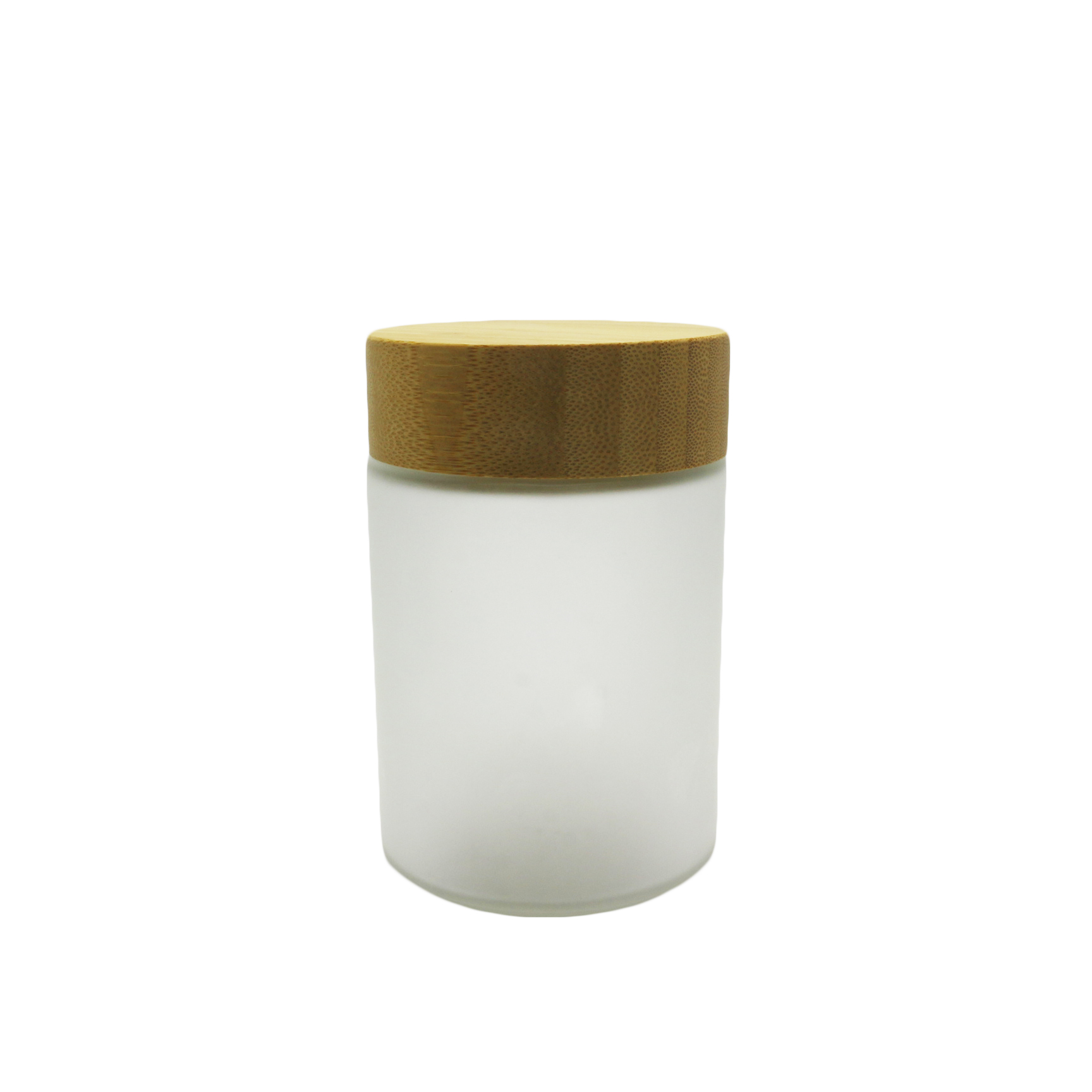 Eco-friendly glass packaging container Scrub glass jar and bottles with bamboo wood lid J175E