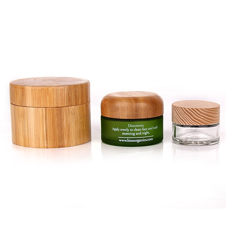 Eco-friendly glass packaging container glass jar and bottles with bamboo lid