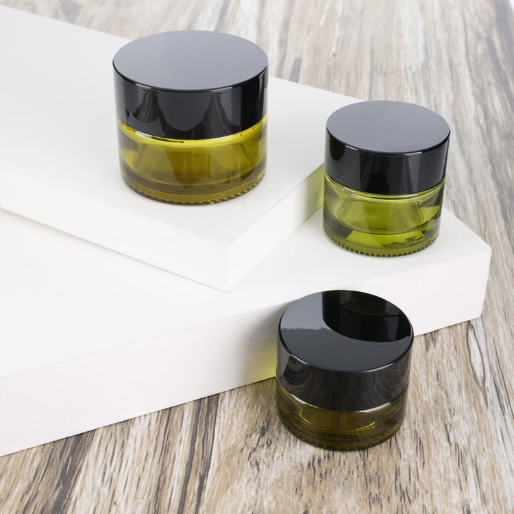 Eco friendly green 15g 20g 50g round empty lip scurb container 2 oz cosmetic cream glass jar for sale