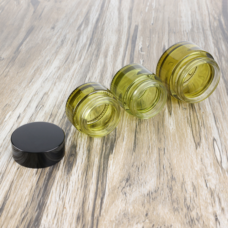 Eco friendly green 15g 20g 50g round empty lip scurb container 2 oz cosmetic cream glass jar for sale