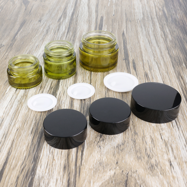 Eco friendly green 15g 20g 50g round empty lip scurb container 2 oz cosmetic cream glass jar for sale
