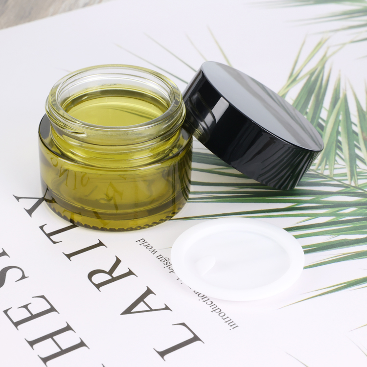 Eco friendly green 15g 20g 50g round empty lip scurb container 2 oz cosmetic cream glass jar for sale