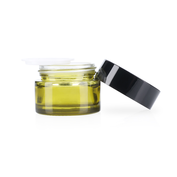 Eco friendly green 15g 20g 50g round empty lip scurb container 2 oz cosmetic cream glass jar for sale