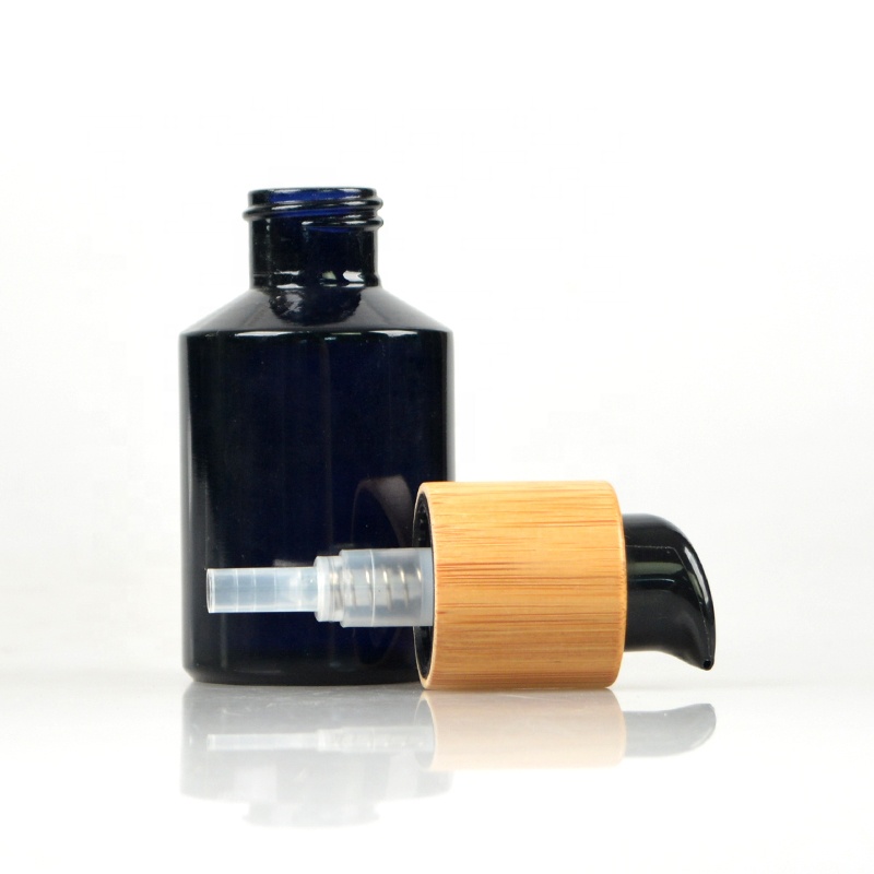 Eco friendly hotsale cosmetic containers violet black Cream Jar and glass with bamboo lid