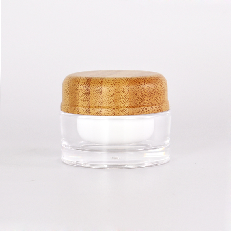 Eco -friendly material hot Natural bamboo lid design 5g 50g plastic bottle cosmetic packaging body cream jar
