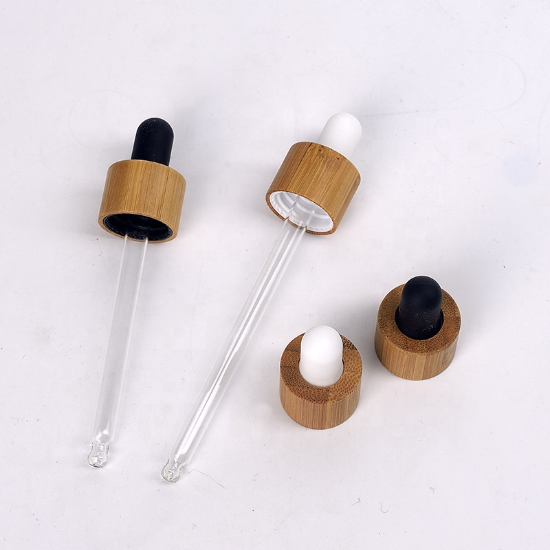 Eco-friendly matte black glass 30ml 50ml 60ml essencial oil bottle with bamboo caps