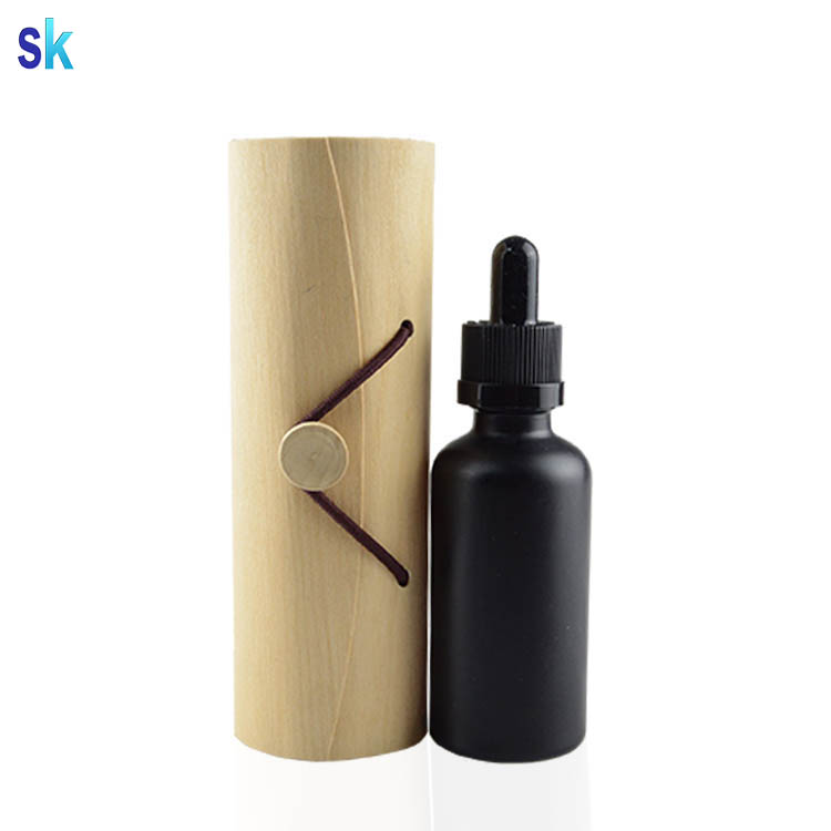 Eco friendly matte frosted black 30 ml glass CBD oil bottle with dropper