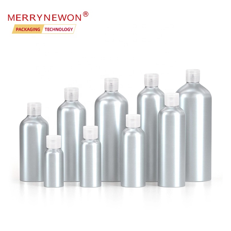 Eco-friendly metal empty aluminum bottle with lid for cosmetic refillable bottles 30ml  60ml 80ml 100ml 150ml 200ml 250ml 500ml