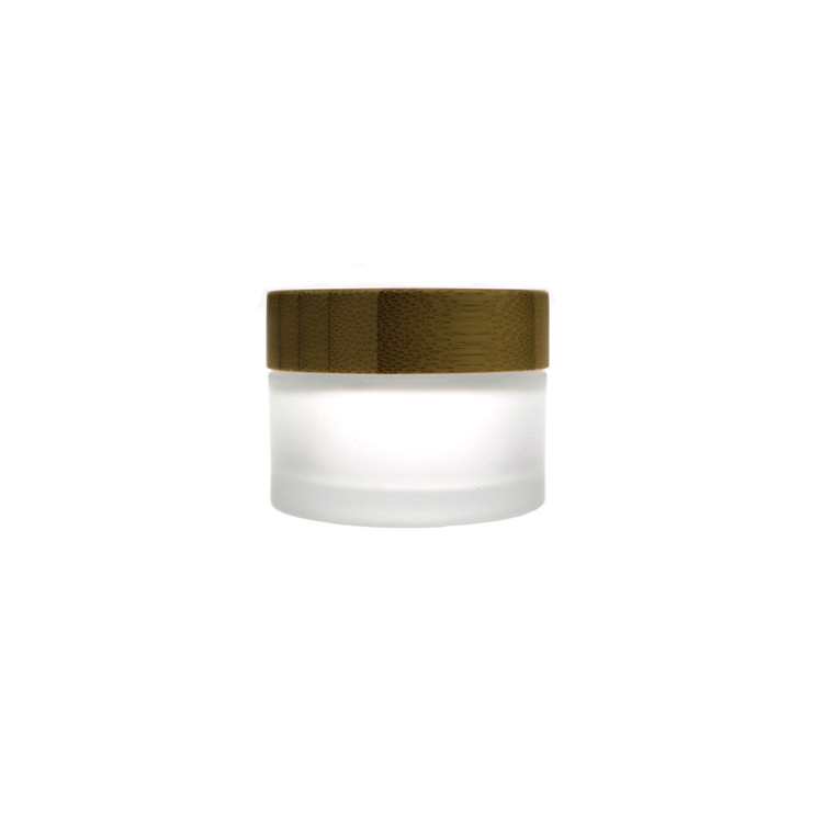 Eco friendly natural bamboo cosmetic jar 50g 50ml clear glass jar with bamboo screw lid 1.7oz cream glass jar with bamboo top