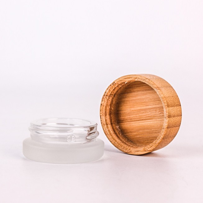 Eco friendly natural bamboo wooden glass storage jar with bamboo lid