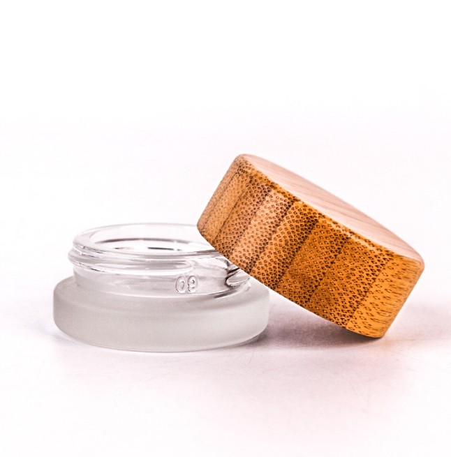 Eco friendly natural bamboo wooden glass storage jar with bamboo lid