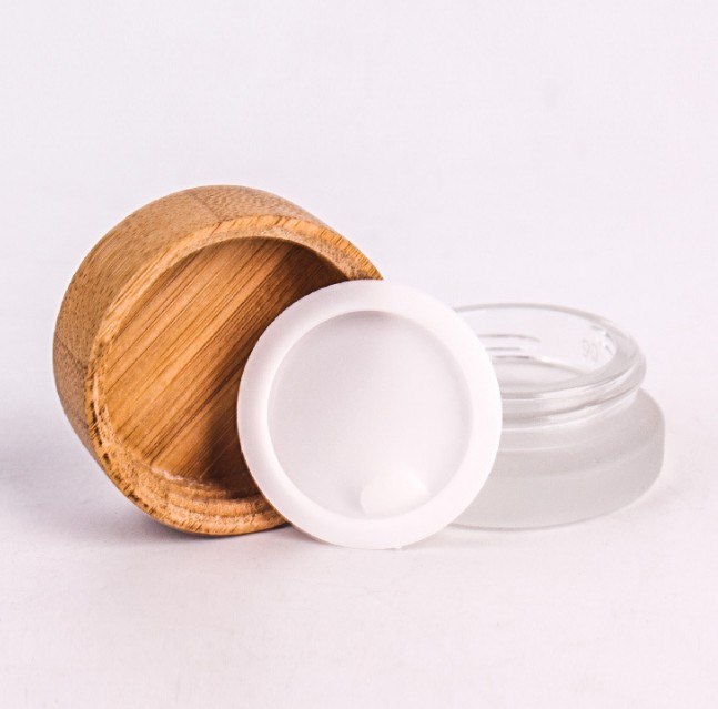 Eco friendly natural bamboo wooden glass storage jar with bamboo lid