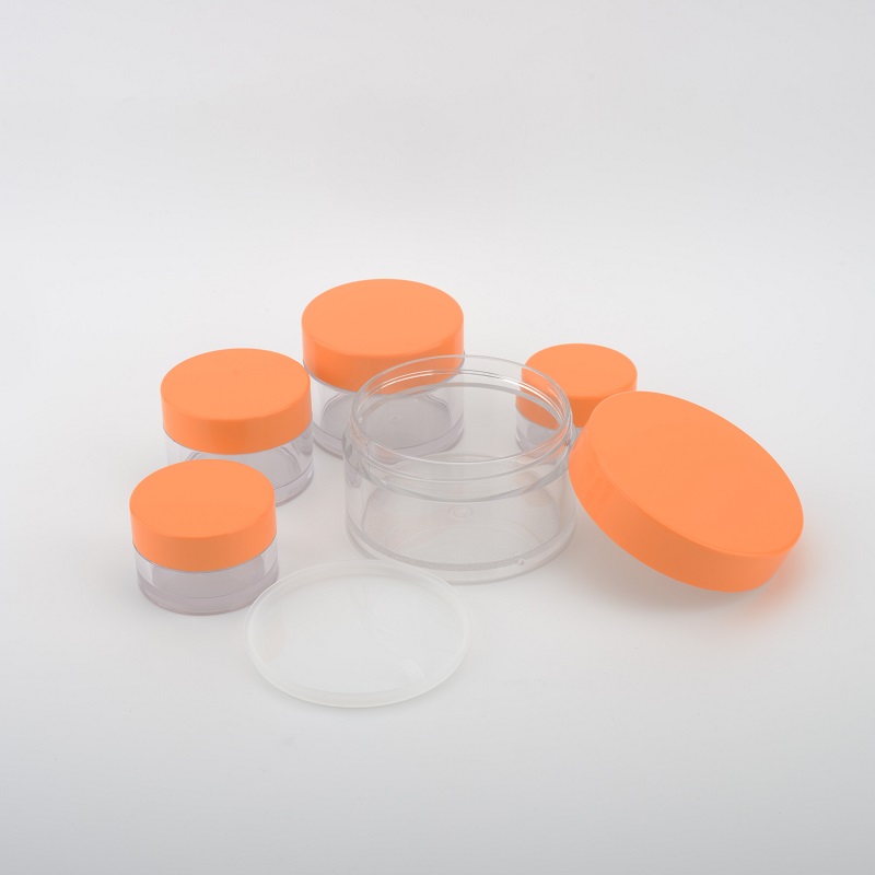 Eco friendly orange Plastic PETG 5g 10g 15g 30g 50g 1oz cosmetic cream Jars for custom packing
