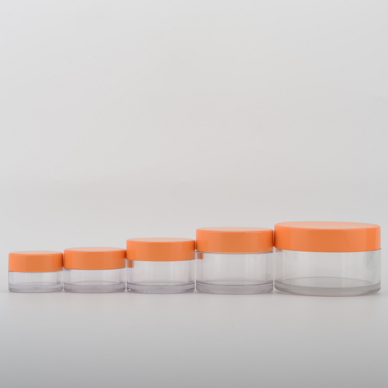 Eco friendly orange Plastic PETG 5g 10g 15g 30g 50g 1oz cosmetic cream Jars for custom packing