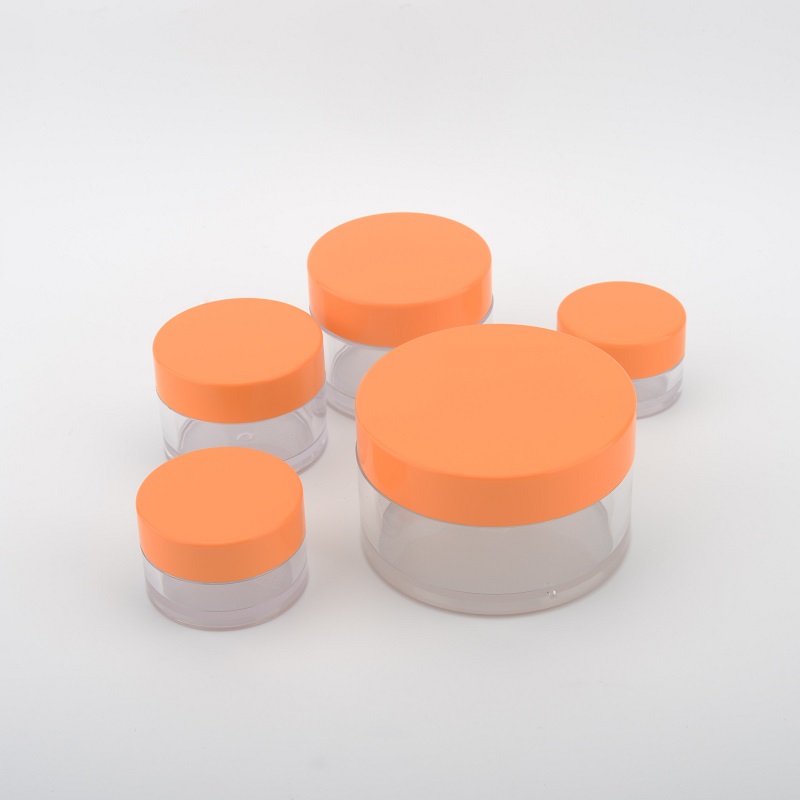 Eco friendly orange Plastic PETG 5g 10g 15g 30g 50g 1oz cosmetic cream Jars for custom packing