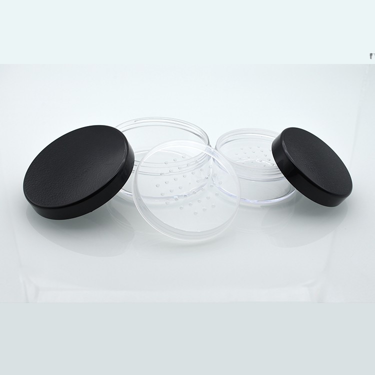 Eco friendly plastic 5g 10g 20g 50g 30g 30ml 1oz 30 gram clear loose powder jar container with sifter black lid