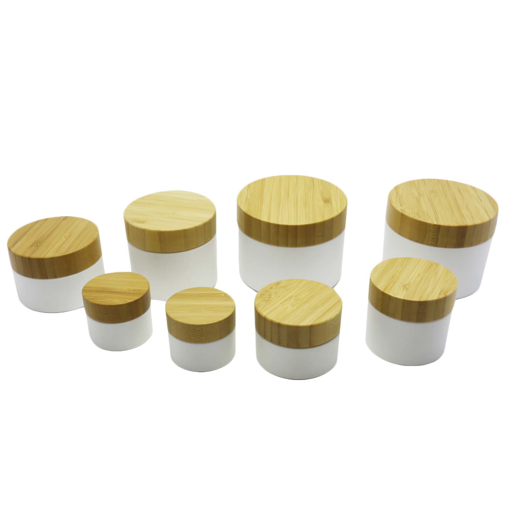 Eco friendly pp cosmetic plastic cosmetic jar with bamboo lid packaging PJ-03Q