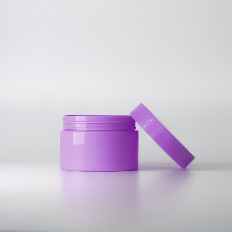 Eco friendly purple body scrub round plastic bodybutter jars