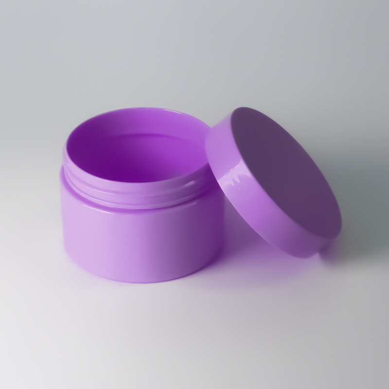 Eco friendly purple body scrub round plastic bodybutter jars