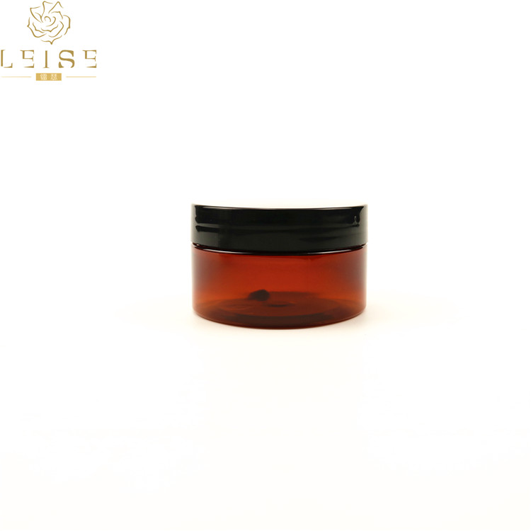 Eco friendly recyclable pet jar cosmetic cream amber plastic 10g 50g 100g 150g 200gram brown plastic hair wax pomade amber jar