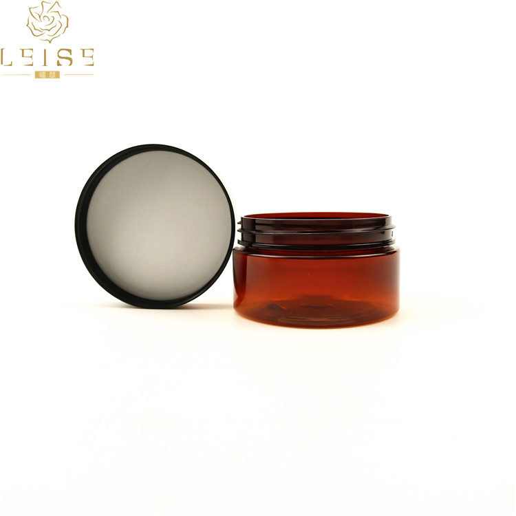 Eco friendly recyclable pet jar cosmetic cream amber plastic 10g 50g 100g 150g 200gram brown plastic hair wax pomade amber jar